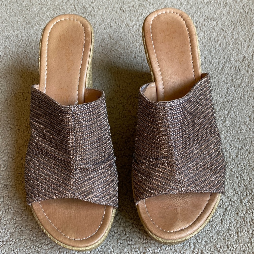 Seychelles awesome, leather-lined metallic wedges